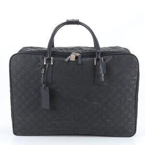 Gucci GG Leather Boston Bag Business Trip Travel Tote Carry Black